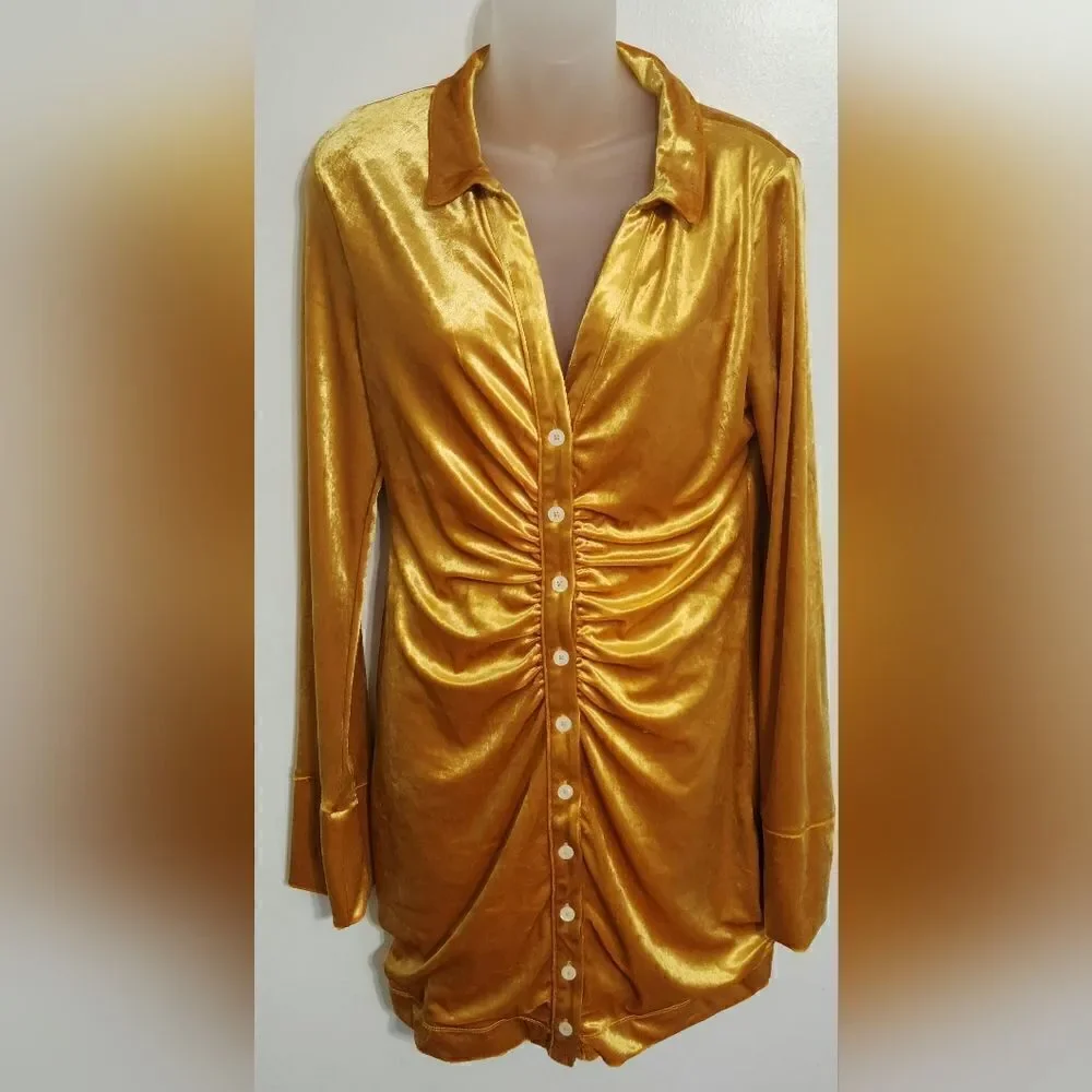 NWOT Free people Shayla Velvet Mini size M yellow